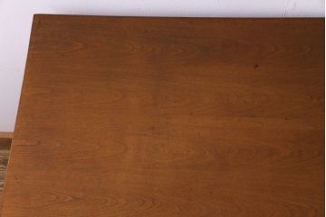 レトロ家具　昭和レトロ　カバ材　個性的なデザインがおしゃれな片袖机(デスク、ワークデスク、作業台)