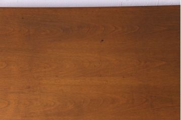 レトロ家具　昭和レトロ　カバ材　個性的なデザインがおしゃれな片袖机(デスク、ワークデスク、作業台)