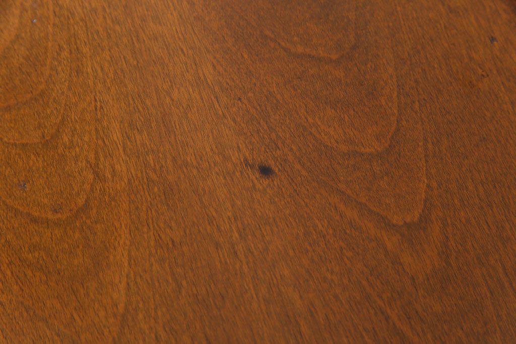 レトロ家具　昭和レトロ　カバ材　個性的なデザインがおしゃれな片袖机(デスク、ワークデスク、作業台)