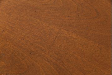 レトロ家具　昭和レトロ　カバ材　個性的なデザインがおしゃれな片袖机(デスク、ワークデスク、作業台)