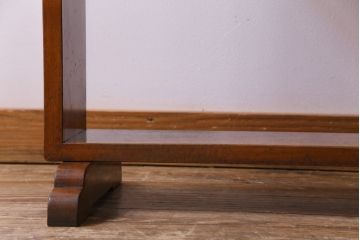 レトロ家具　昭和レトロ　カバ材　個性的なデザインがおしゃれな片袖机(デスク、ワークデスク、作業台)