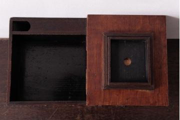 アンティーク雑貨　和製アンティーク　ケヤキ玉杢　漆塗りが上品な裁縫箱(お針箱、小引き出し、小物収納)