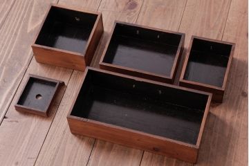 アンティーク雑貨　和製アンティーク　ケヤキ玉杢　漆塗りが上品な裁縫箱(お針箱、小引き出し、小物収納)