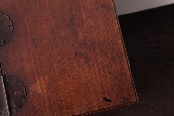 アンティーク雑貨　和製アンティーク　ケヤキ玉杢　漆塗りが上品な裁縫箱(お針箱、小引き出し、小物収納)