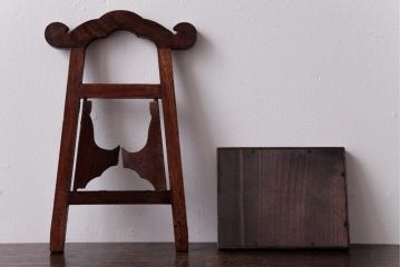 アンティーク家具　和製アンティーク　総ケヤキ材　玉杢が上品な引き出し付きの鏡台(化粧箱、小引き出し、小物収納)