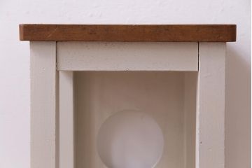 昭和中期　ペイント家具　ナチュラルな雰囲気が可愛らしい角スツール(アンティークホワイト)(1)
