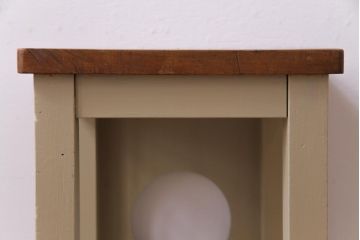 昭和中期　ペイント家具　ナチュラルな雰囲気が可愛らしい角スツール(モカベージュ)(1)