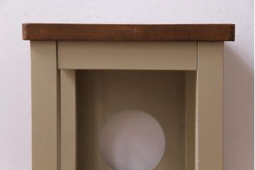 昭和中期　ペイント家具　ナチュラルな雰囲気が可愛らしい角スツール(モカベージュ)(2)