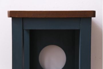 ペイント家具　メンズライクにもおすすめなネイビーカラーの学校スツール(角スツール、花台)(3)