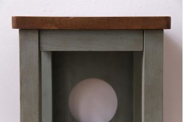 ペイント家具　ペイントカラーと板座の組み合わせが愛らしい角スツール(学校スツール、花台)(1)