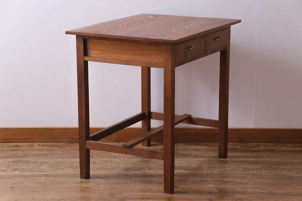 アンティーク家具　昭和初期　栓材　シンプルで素朴な雰囲気が魅力の平机(デスク、在宅ワーク、在宅用作業台)