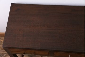 レトロ家具　昭和レトロ　栗・樺材　味わいのある趣が魅力の薄型ワークデスク(片袖机、在宅ワーク、在宅用)