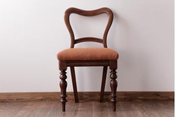 【K様ご成約品】フランスアンティーク　マホガニー材　優美なデザインの上品なチェア(ダイニングチェア、椅子)