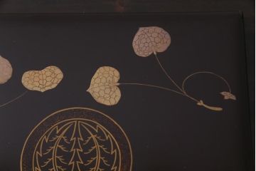 和製アンティーク　丸に二本杉紋　二葉葵　共箱付き重箱(和食器、漆器)