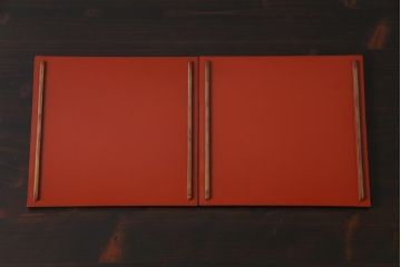 和製アンティーク　丸に二本杉紋　二葉葵　共箱付き重箱(和食器、漆器)