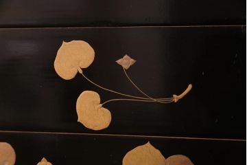 和製アンティーク　丸に二本杉紋　二葉葵　共箱付き重箱(和食器、漆器)