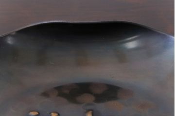 アンティーク雑貨　中古　玉川堂　良寛書　心月輪(しんがちりん)を模した銅製菓子鉢(中皿、ディスプレイ)