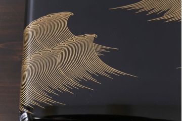 アンティーク雑貨　昭和期　平安象彦　名取川蒔絵　千鳥　和の風情を感じる共箱付き手文庫(文箱、手紙箱、漆器)
