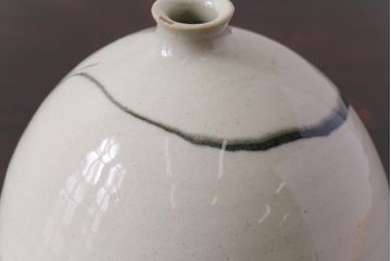 アンティーク雑貨　昭和期　笠間焼　荒田耕治　墨流一輪挿(花瓶、花器)