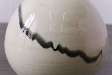 アンティーク雑貨　昭和期　笠間焼　荒田耕治　墨流一輪挿(花瓶、花器)