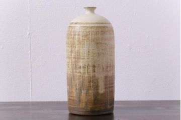 アンティーク雑貨　昭和期　笠間焼　記念品　荒田耕治作　一輪挿(花瓶、花器)(1)