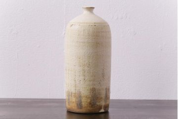 アンティーク雑貨　昭和期　笠間焼　記念品　荒田耕治作　一輪挿(花瓶、花器)(2)
