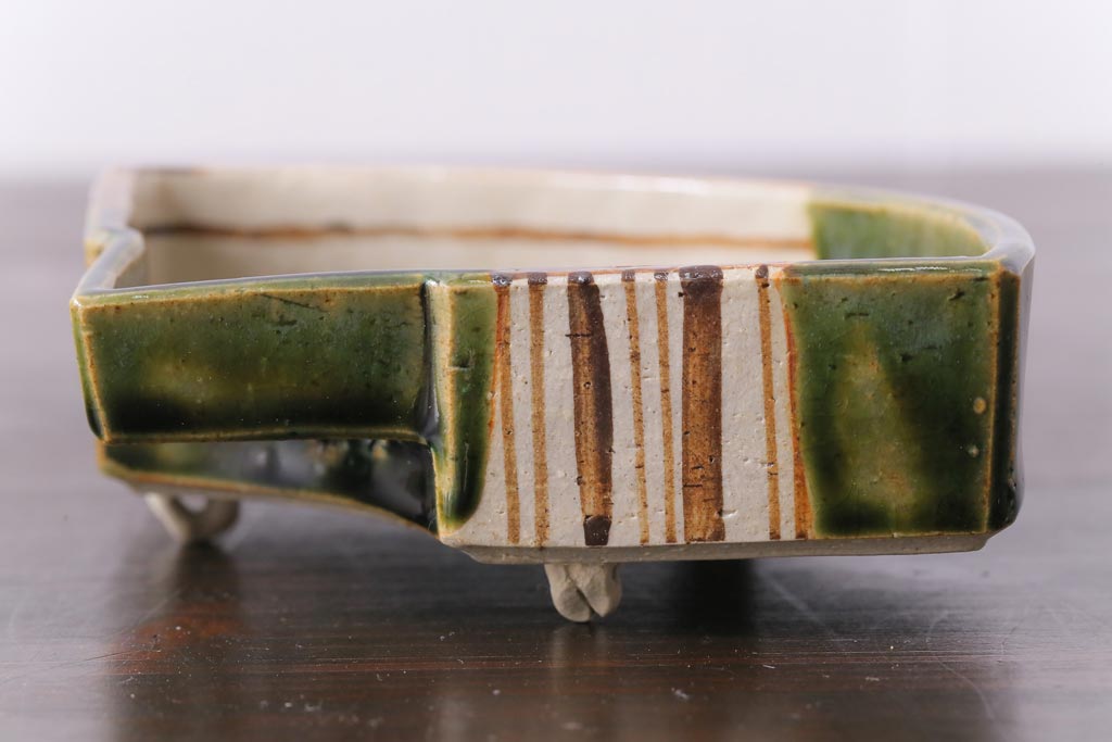 織部焼　松本鉄山作　共箱付き　扇型が小粋な向付5客セット(小皿)