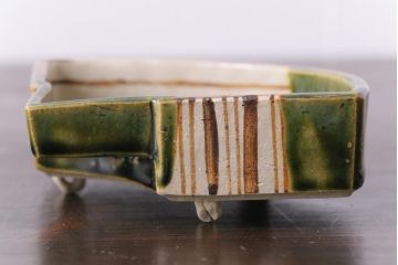 織部焼　松本鉄山作　共箱付き　扇型が小粋な向付5客セット(小皿)