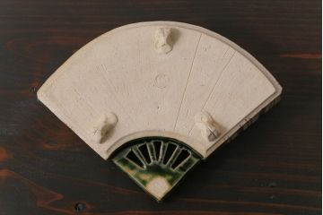 織部焼　松本鉄山作　共箱付き　扇型が小粋な向付5客セット(小皿)