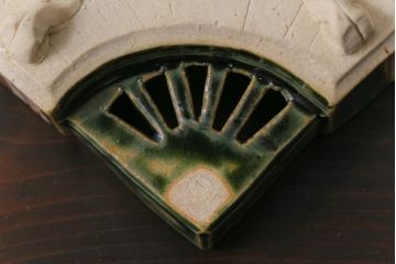 織部焼　松本鉄山作　共箱付き　扇型が小粋な向付5客セット(小皿)