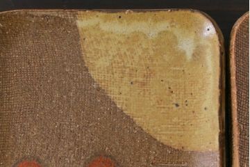 美品　昭和期　笠間焼　中野晃嗣　共箱付き梅文銘々皿(小皿、豆皿、和食器)5枚セット