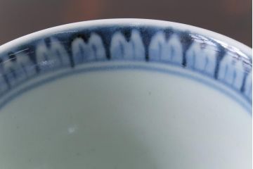 中古　六代　佐藤走波　共箱付き　染錦菊花文湯呑(ゆのみ、和食器)5客セット