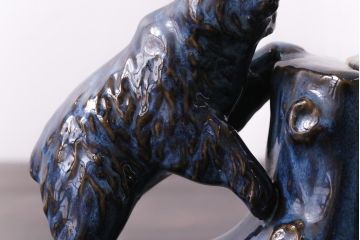 アンティーク雑貨　昭和初期　北日本汽船株式会社　記念品　陶器製ブックエンド(本立て)