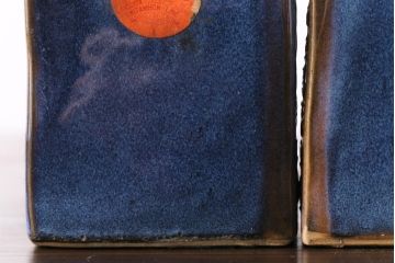 アンティーク雑貨　昭和初期　北日本汽船株式会社　記念品　陶器製ブックエンド(本立て)