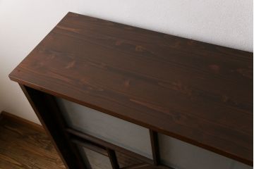 ラフジュ工房オリジナル　建具リメイク　色ガラスがおしゃれな収納棚(サイドボード、戸棚)