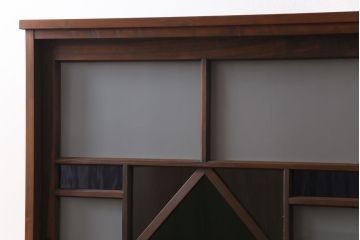 ラフジュ工房オリジナル　建具リメイク　色ガラスがおしゃれな収納棚(サイドボード、戸棚)