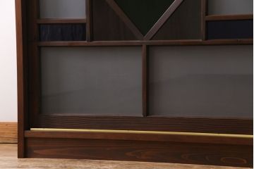 ラフジュ工房オリジナル　建具リメイク　色ガラスがおしゃれな収納棚(サイドボード、戸棚)