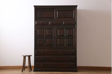 中古　北海道民芸家具　衣装盆付き3段重ねチェスト(衣装箪笥・整理タンス・着物箪笥)(定価約90万円)(2)