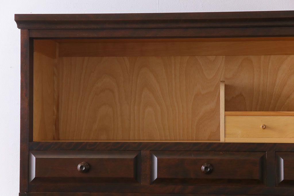 中古　北海道民芸家具　衣装盆付き3段重ねチェスト(衣装箪笥・整理タンス・着物箪笥)(定価約90万円)(2)