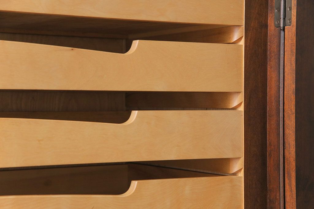 中古　北海道民芸家具　衣装盆付き3段重ねチェスト(衣装箪笥・整理タンス・着物箪笥)(定価約90万円)(2)