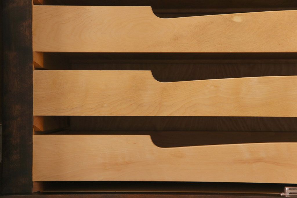 中古　北海道民芸家具　衣装盆付き3段重ねチェスト(衣装箪笥・整理タンス・着物箪笥)(定価約90万円)(2)