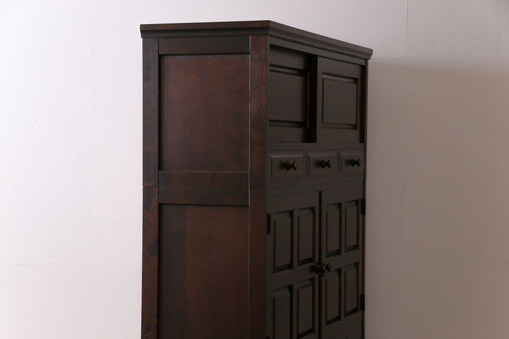 中古　北海道民芸家具　衣装盆付き3段重ねチェスト(衣装箪笥・整理タンス・着物箪笥)(定価約90万円)(2)