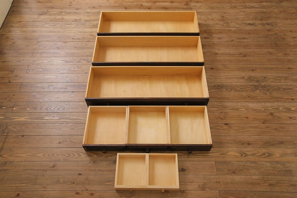 中古　北海道民芸家具　衣装盆付き3段重ねチェスト(衣装箪笥・整理タンス・着物箪笥)(定価約90万円)(2)