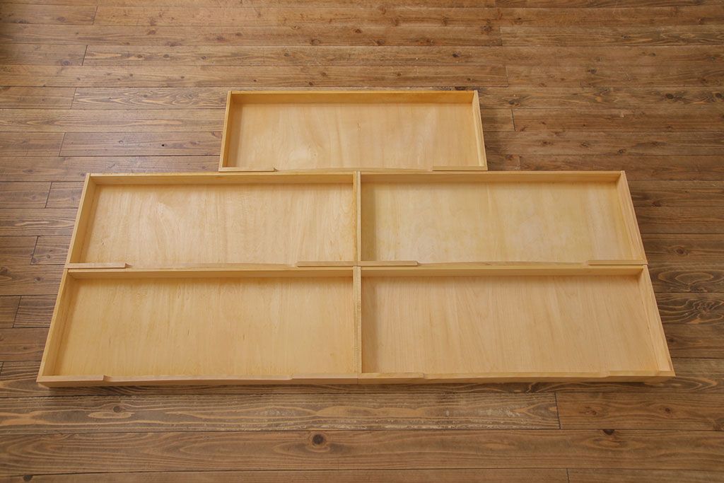 中古　北海道民芸家具　衣装盆付き3段重ねチェスト(衣装箪笥・整理タンス・着物箪笥)(定価約90万円)(2)