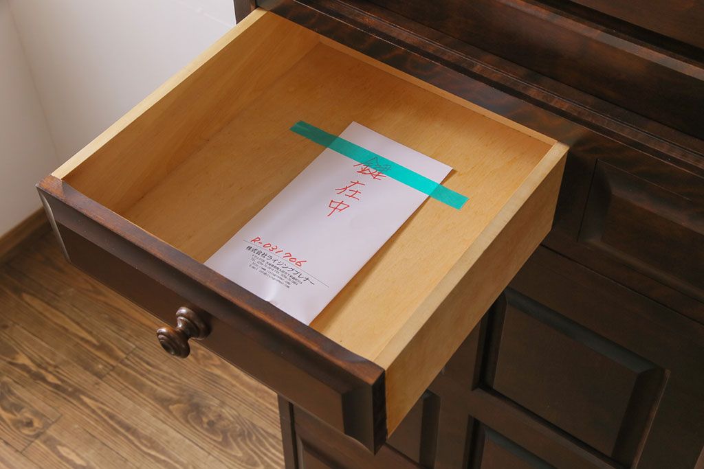 中古　北海道民芸家具　衣装盆付き3段重ねチェスト(衣装箪笥・整理タンス・着物箪笥)(定価約90万円)(2)