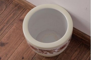 アンティーク雑貨　オールドノリタケ(則武、日陶)　月桂樹印　菊牡丹文がレトロな火鉢火鉢(手あぶり、鉢カバー、傘立て)(1)