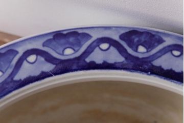 アンティーク雑貨　昭和初期　和の雰囲気を高める山水図の瀬戸火鉢(鉢カバー)