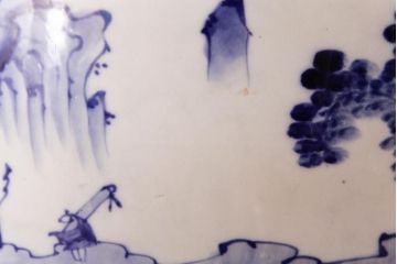 アンティーク雑貨　昭和初期　和の雰囲気を高める山水図の瀬戸火鉢(鉢カバー)