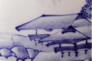 アンティーク雑貨　昭和初期　和の雰囲気を高める山水図の瀬戸火鉢(鉢カバー)
