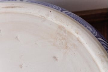 アンティーク雑貨　昭和初期　和の雰囲気を高める山水図の瀬戸火鉢(鉢カバー)